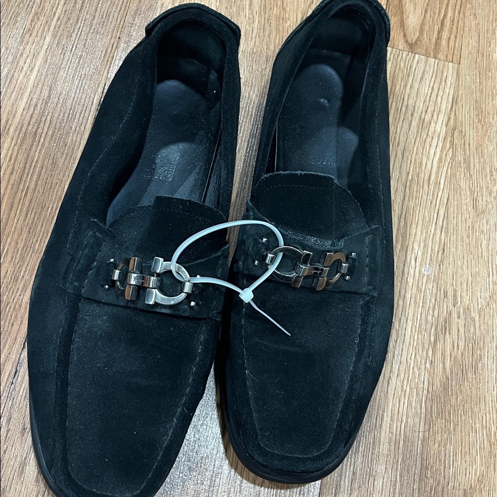 Men's Ferragamo Black Suede Loafers